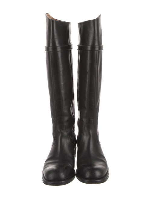 Gucci Web Accent Leather Riding Boots