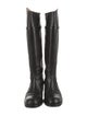Gucci Web Accent Leather Riding Boots