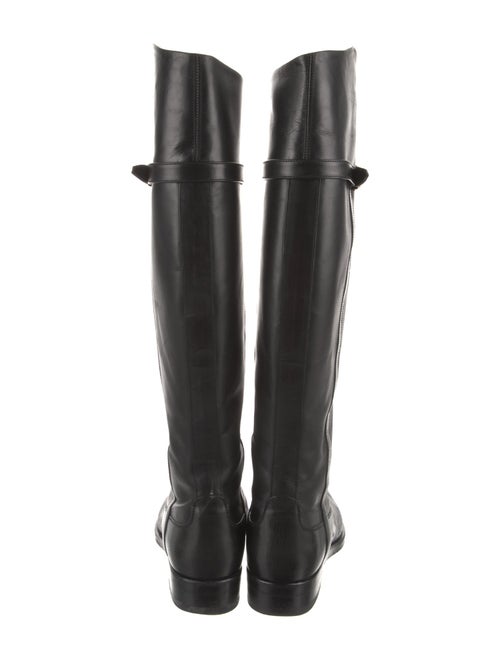 Gucci Web Accent Leather Riding Boots