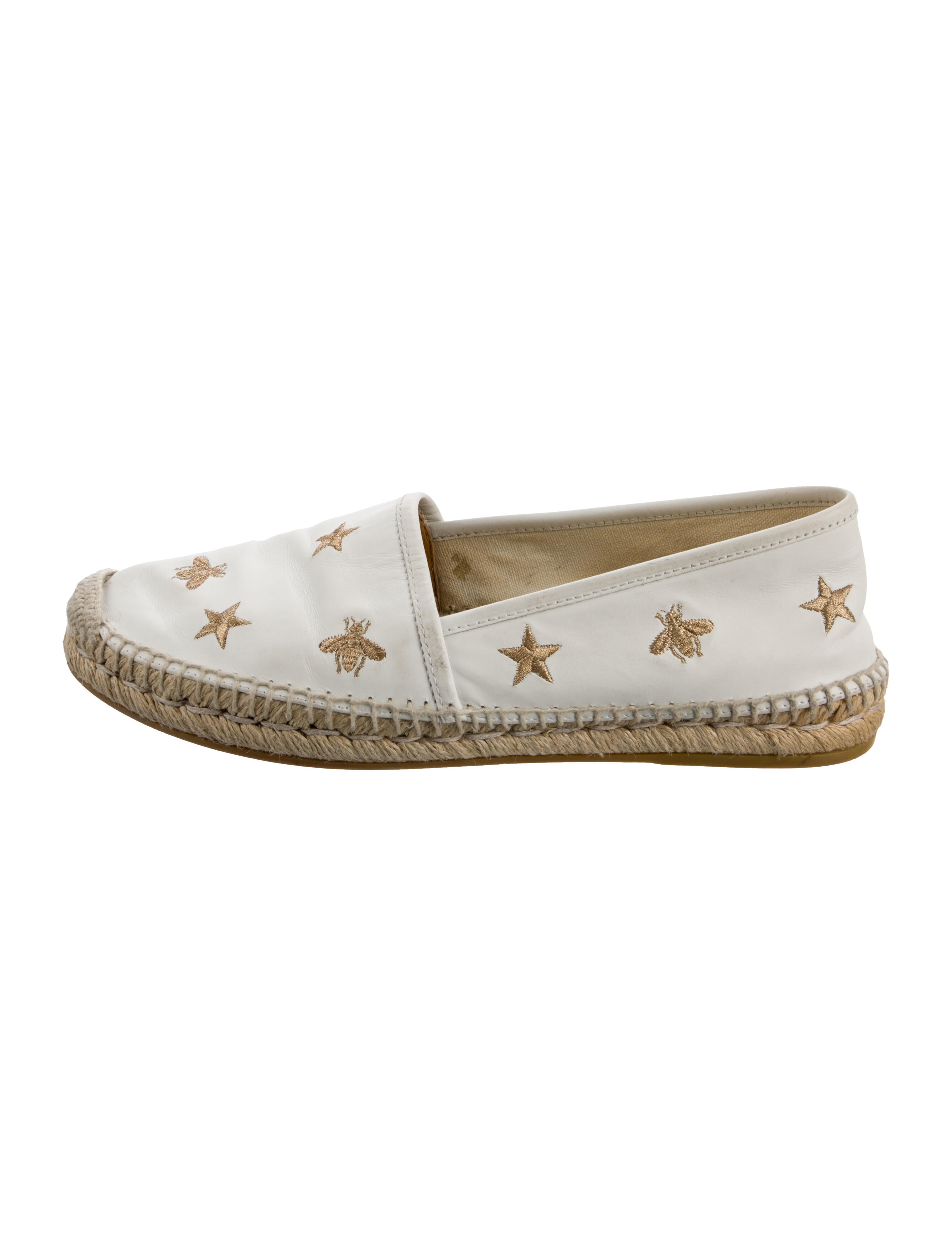 Gucci Bee Accent Leather Espadrilles