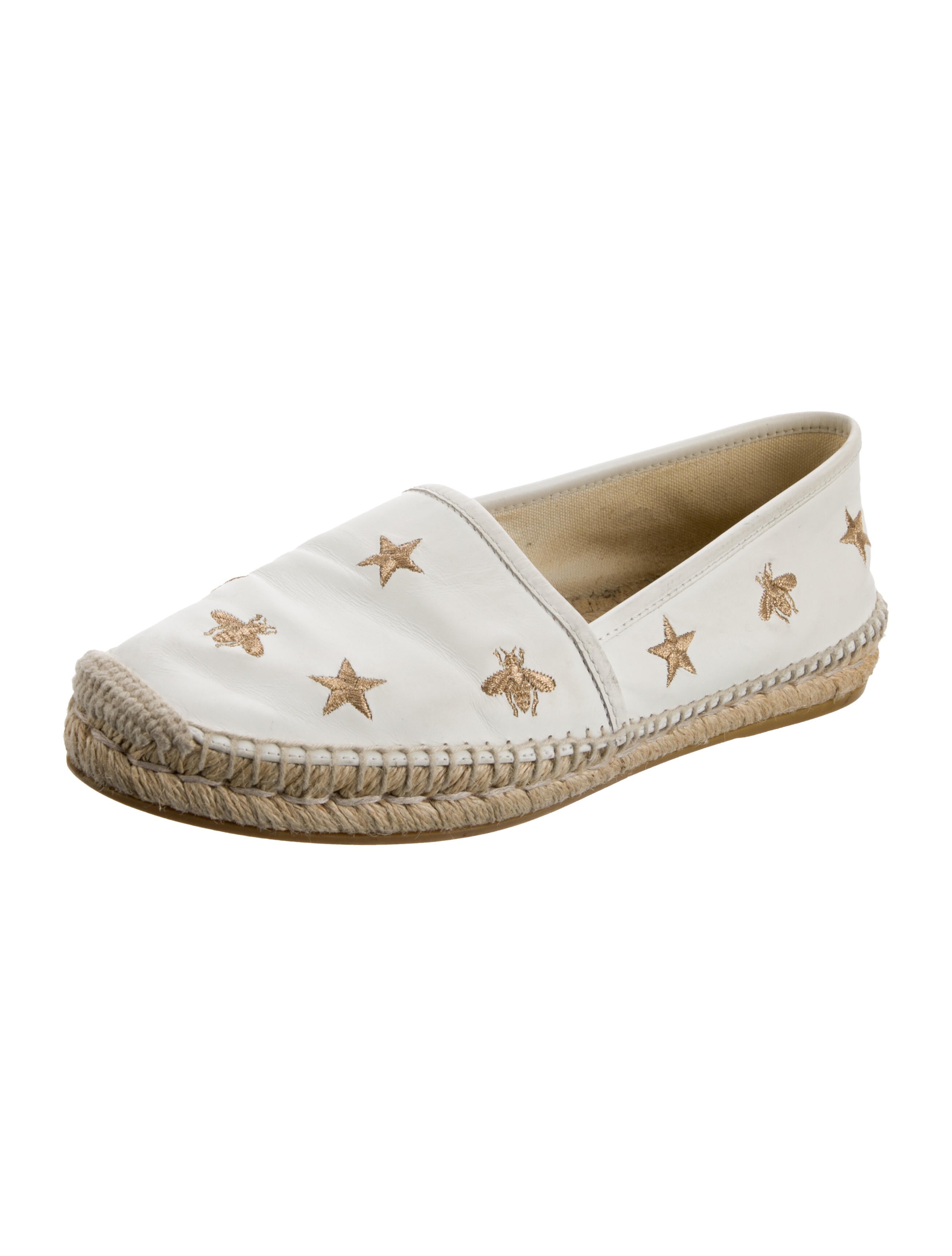 Gucci Bee Accent Leather Espadrilles