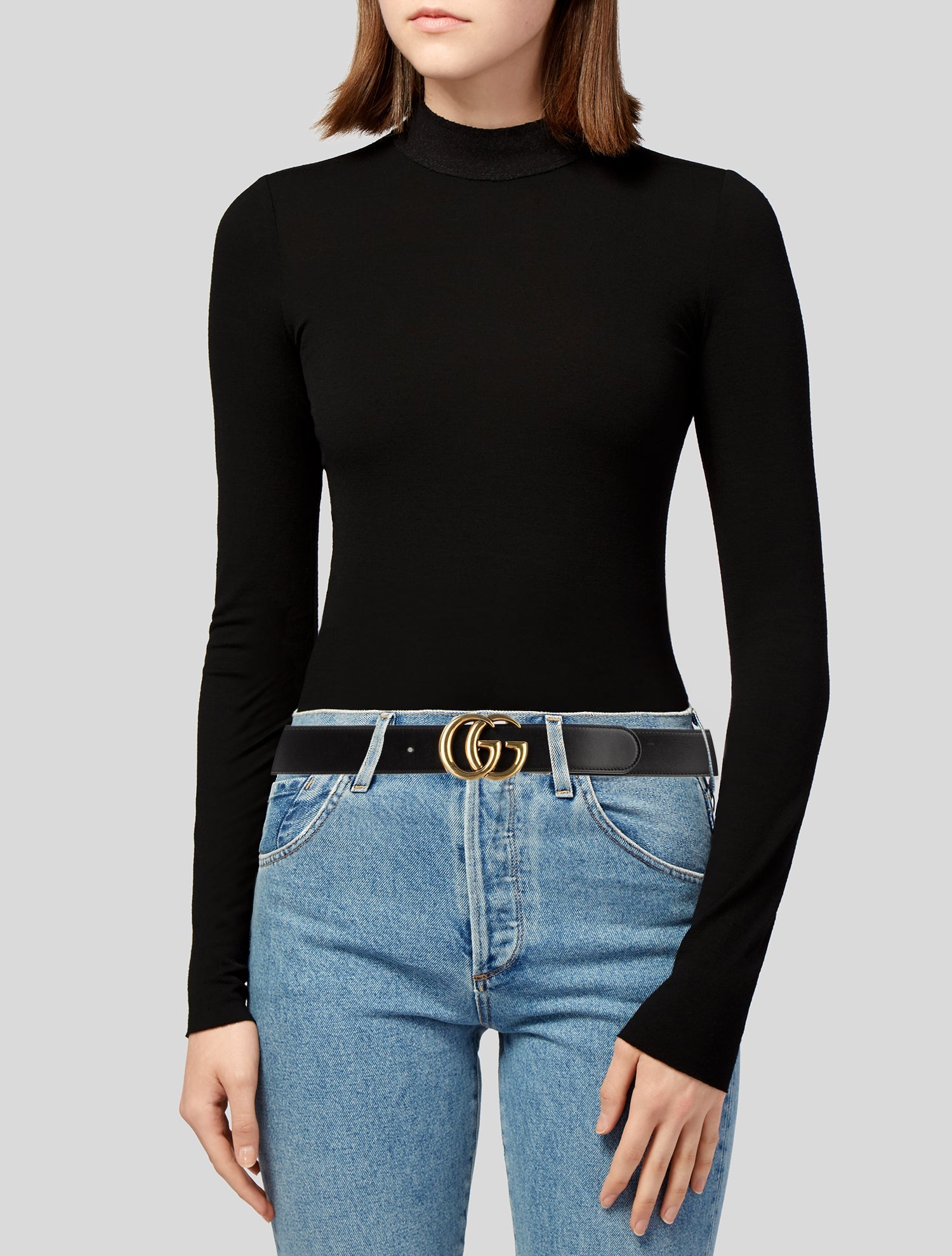 Gucci Double G Logo Leather Belt