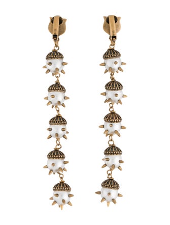 Gucci Faux Pearl Feline Drop Earrings