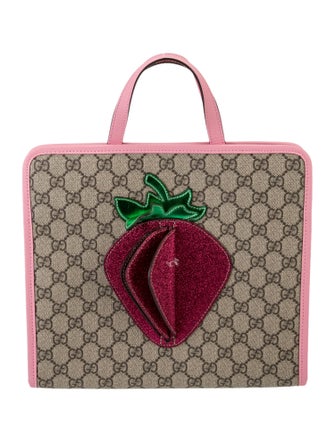 Gucci Girls' GG Supreme Strawberry Handle Bag