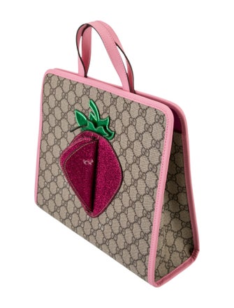 Gucci Girls' GG Supreme Strawberry Handle Bag