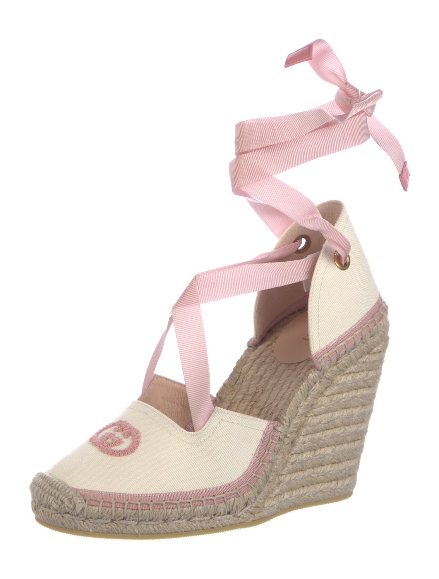 Gucci Double G Logo Canvas D'Orsay Pumps