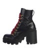 Gucci Feline Head Accent Leather Combat Boots