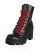 Gucci Feline Head Accent Leather Combat Boots