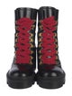 Gucci Feline Head Accent Leather Combat Boots