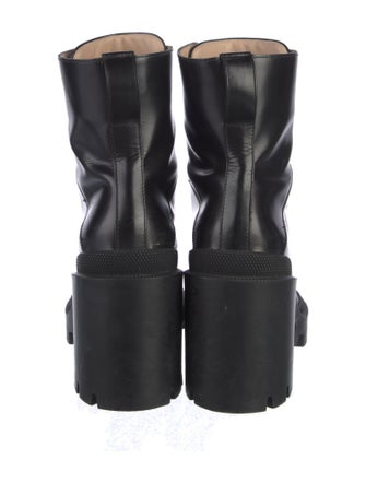 Gucci Feline Head Accent Leather Combat Boots