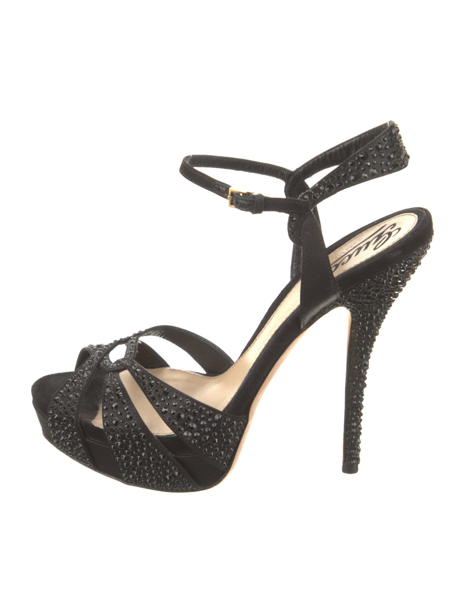 Gucci Satin Crystal Embellishments Sandals