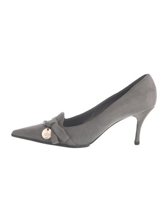 Gucci Suede Chain-Link Accents Pumps