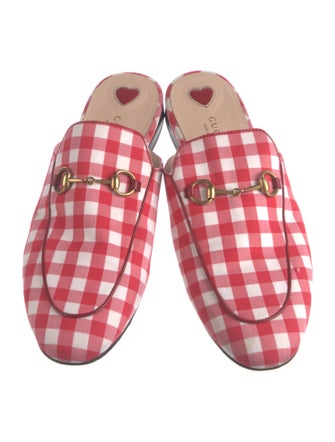 Gucci Horsebit Accent Plaid Print Mules