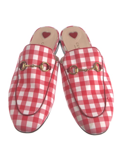 Gucci Horsebit Accent Plaid Print Mules