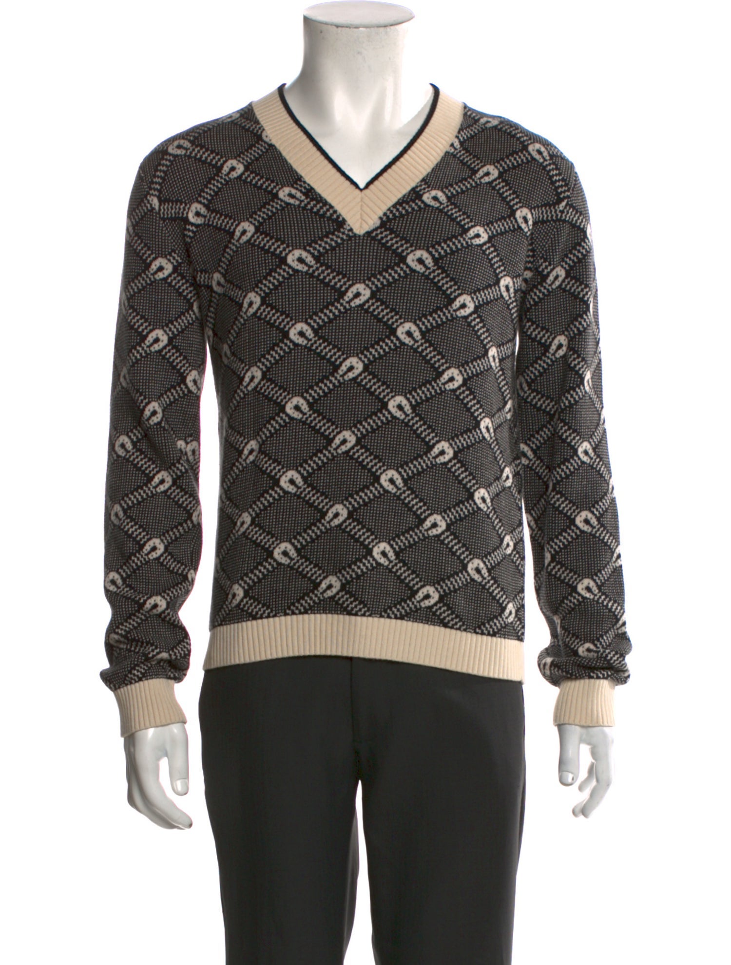 Gucci Printed V-Neck Pullover