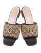 Gucci GG Canvas Leather Trim Embellishment Mules