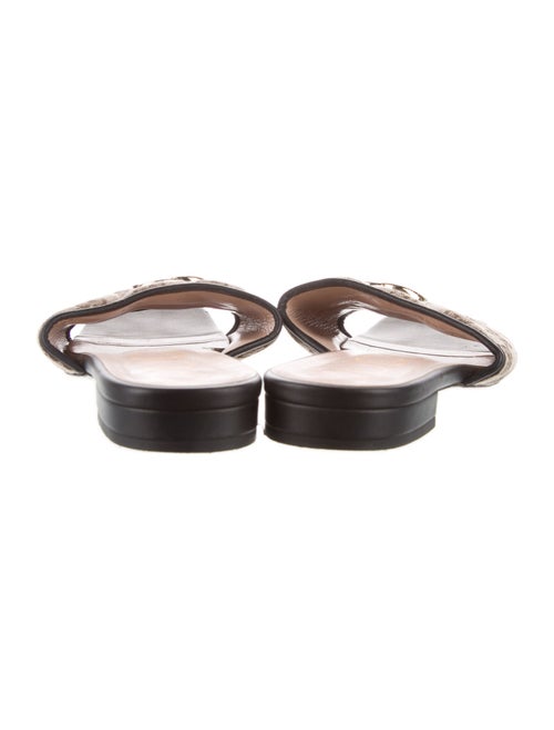 Gucci GG Canvas Leather Trim Embellishment Mules