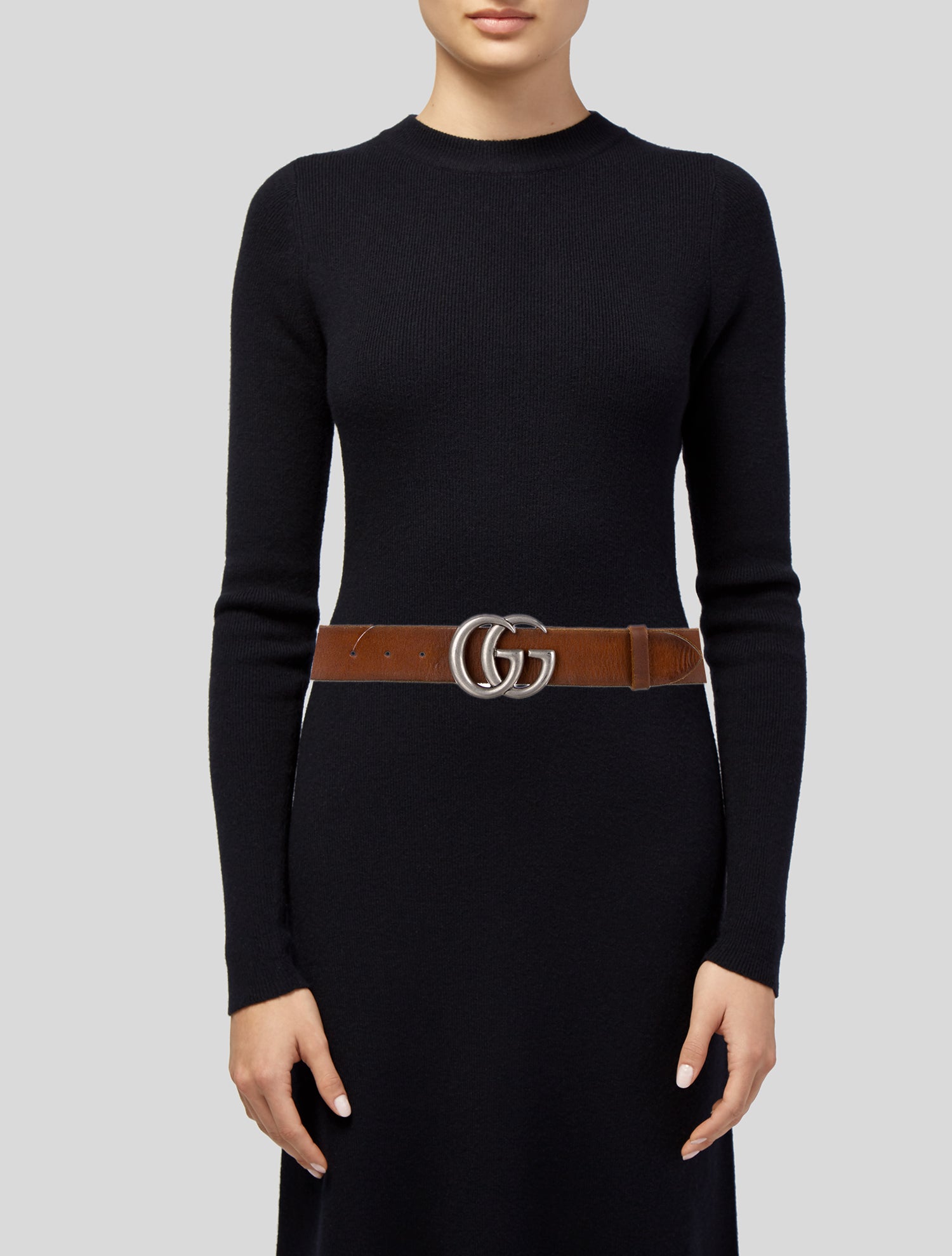 Gucci Double G Logo Leather Belt