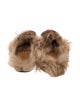 Gucci Floral Print Fur Trim Mules