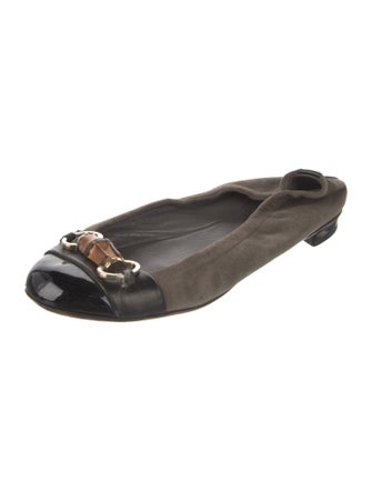 Gucci Horsebit Accent Suede Ballet Flats