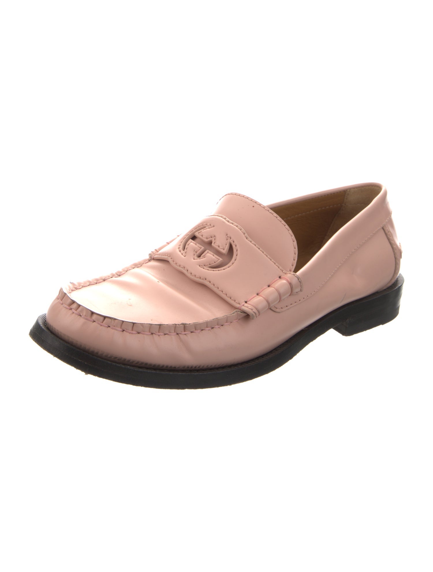 Gucci Interlocking G Logo Leather Loafers