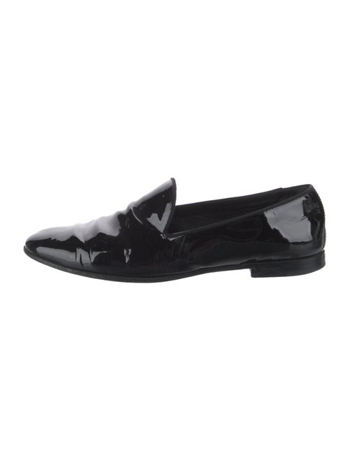 Gucci Patent Leather Grosgrain Trim Loafers