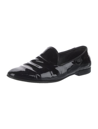 Gucci Patent Leather Grosgrain Trim Loafers