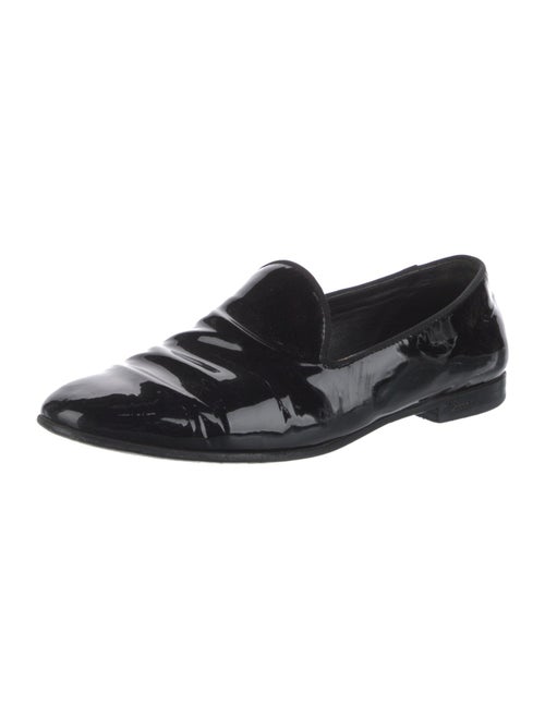 Gucci Patent Leather Grosgrain Trim Loafers