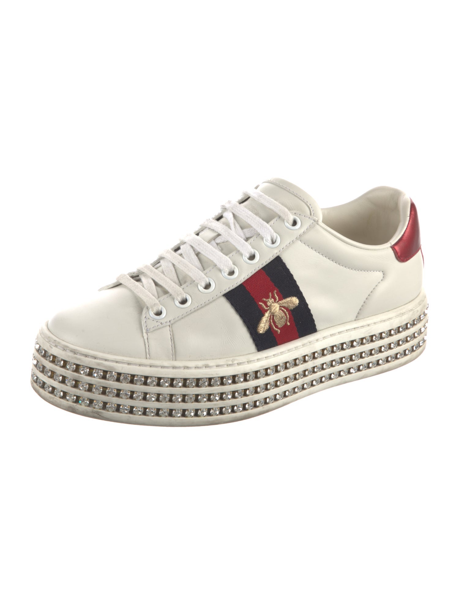 Gucci Bee Accent Leather Sneakers
