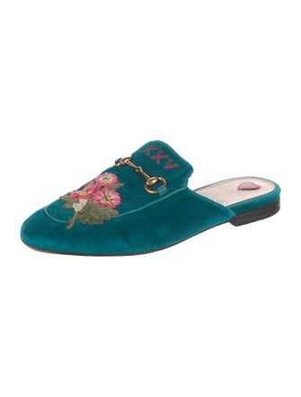 Gucci Velvet Floral Print Mules