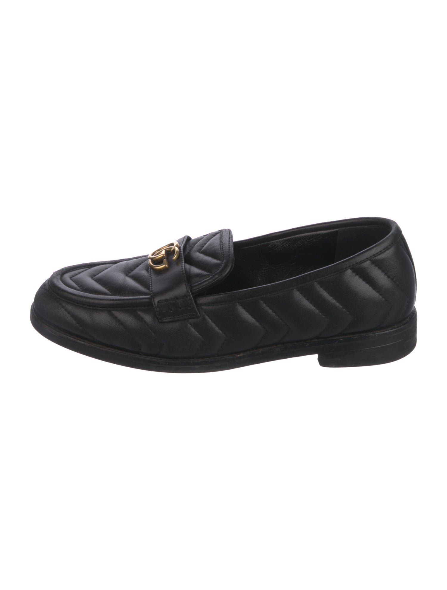 Gucci Quilted Pattern Leather Loafers