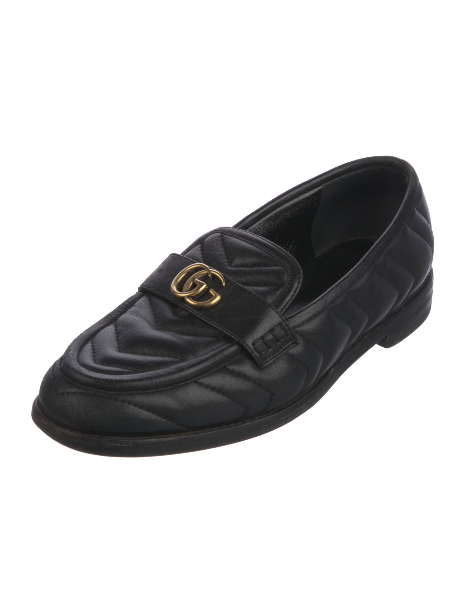Gucci Quilted Pattern Leather Loafers