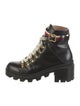 Gucci Sylvie Web Accent Leather Combat Boots