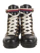 Gucci Sylvie Web Accent Leather Combat Boots