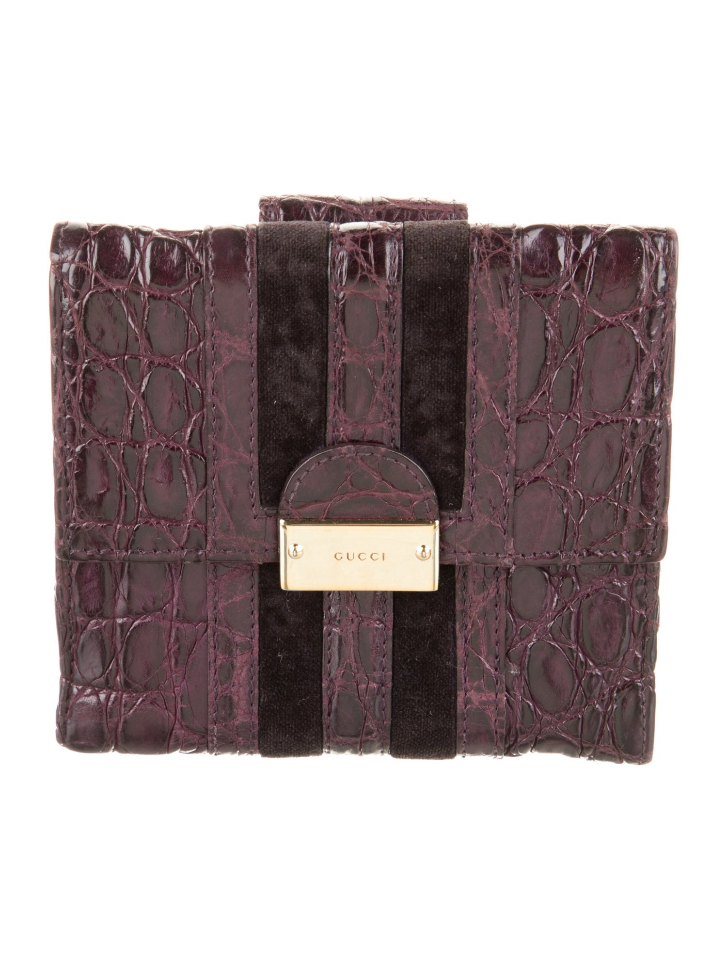 Gucci Web Accent Alligator Compact Wallet