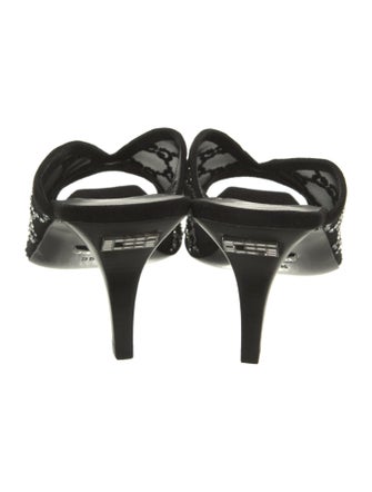 Gucci Mesh Crystal Embellishments Mules