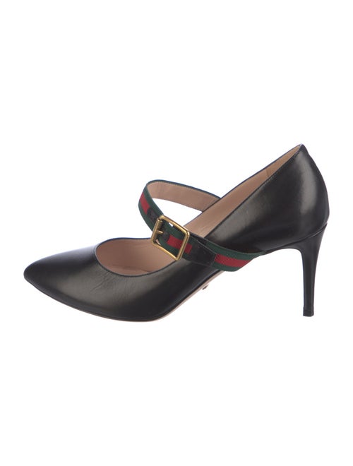 Gucci Web Accent Leather Pumps