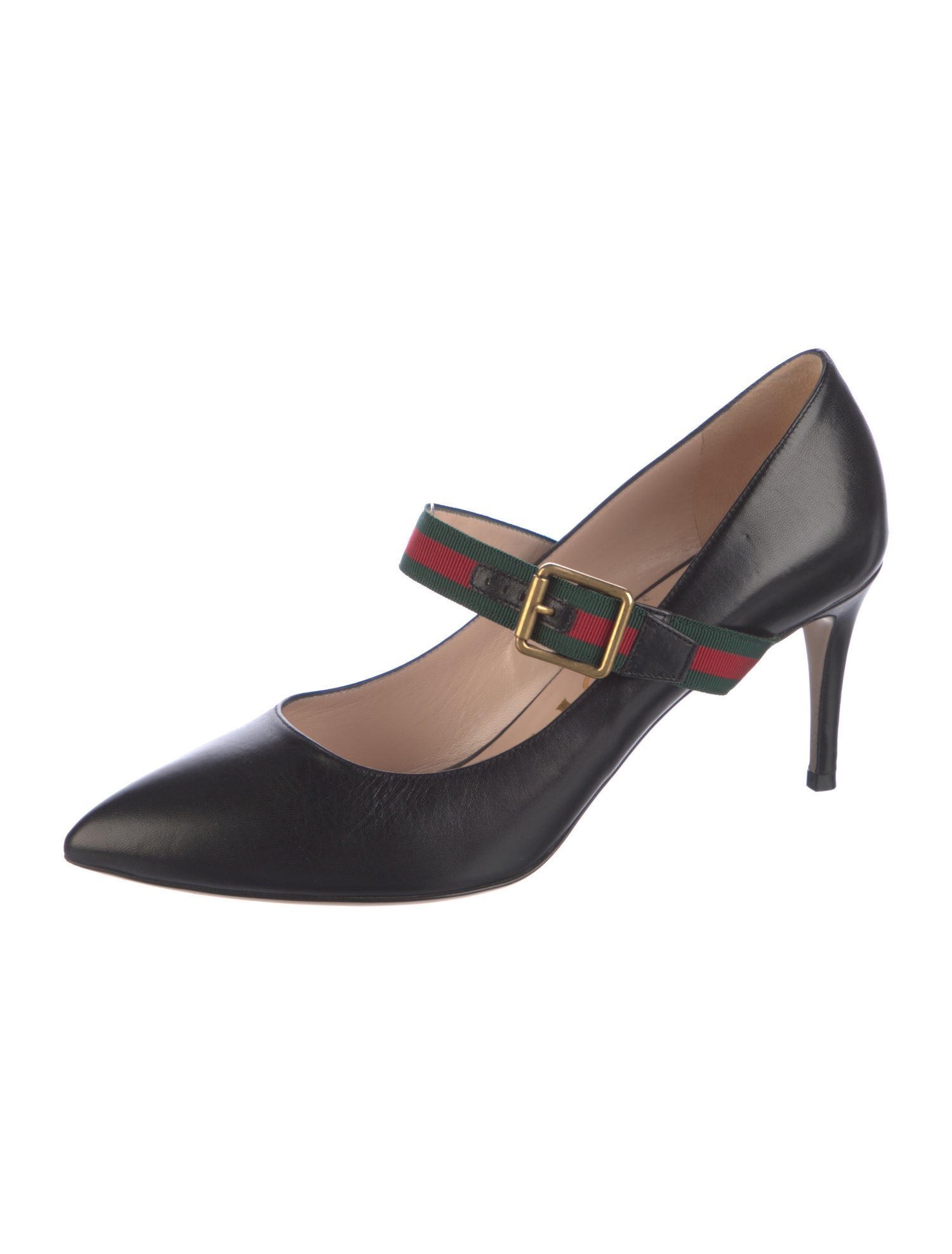 Gucci Web Accent Leather Pumps
