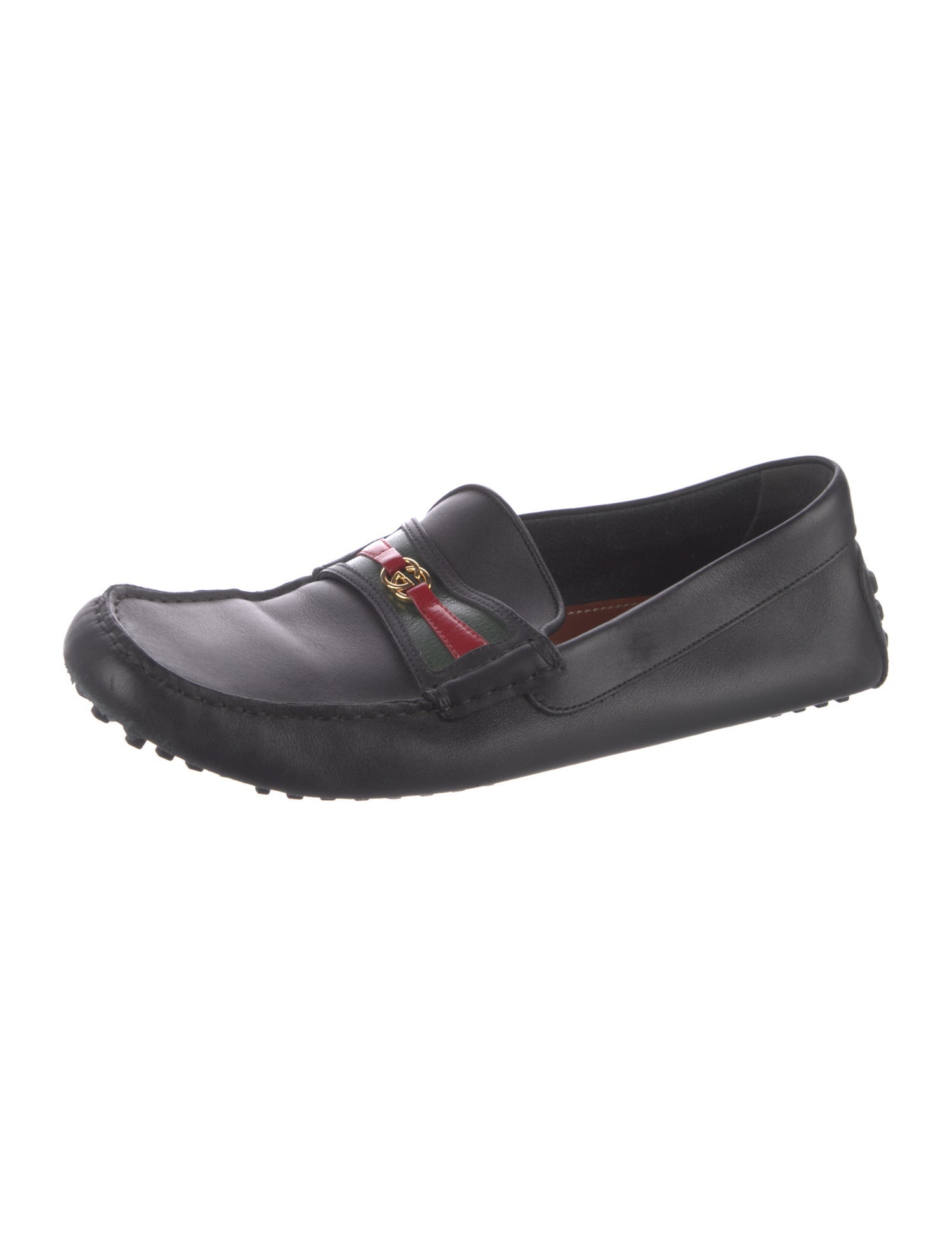 Gucci Web Accent Leather Drivers