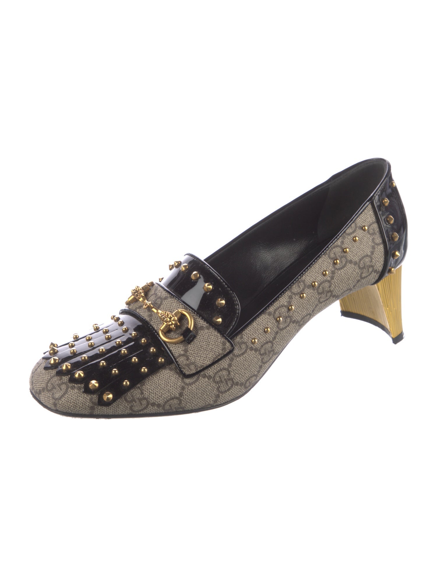 Gucci GG Supreme Studded Accents Pumps