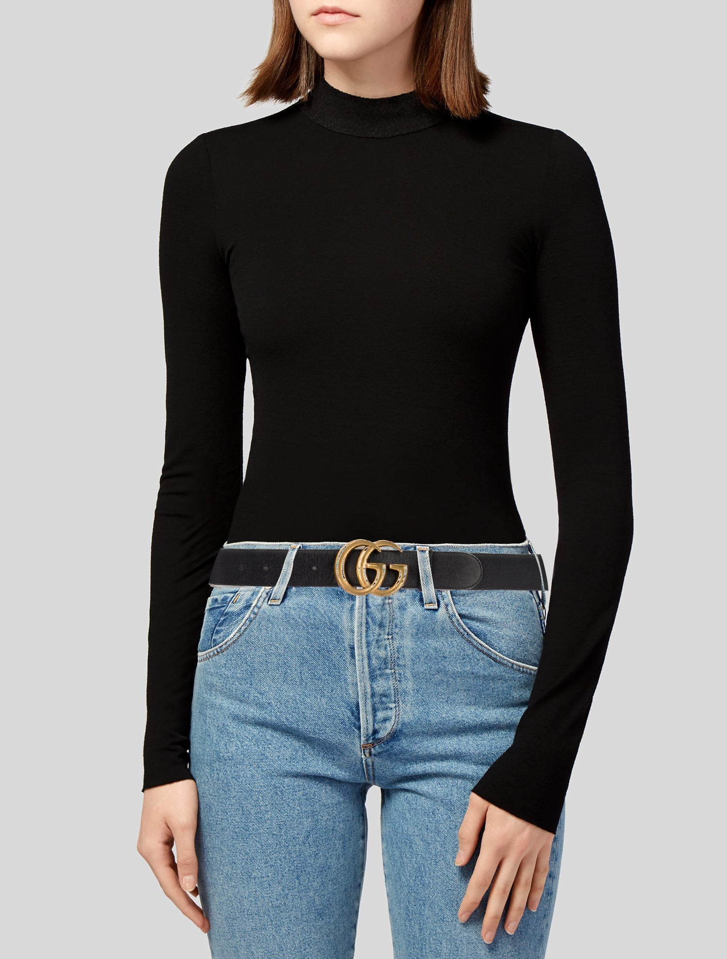 Gucci Double G Logo Leather Belt