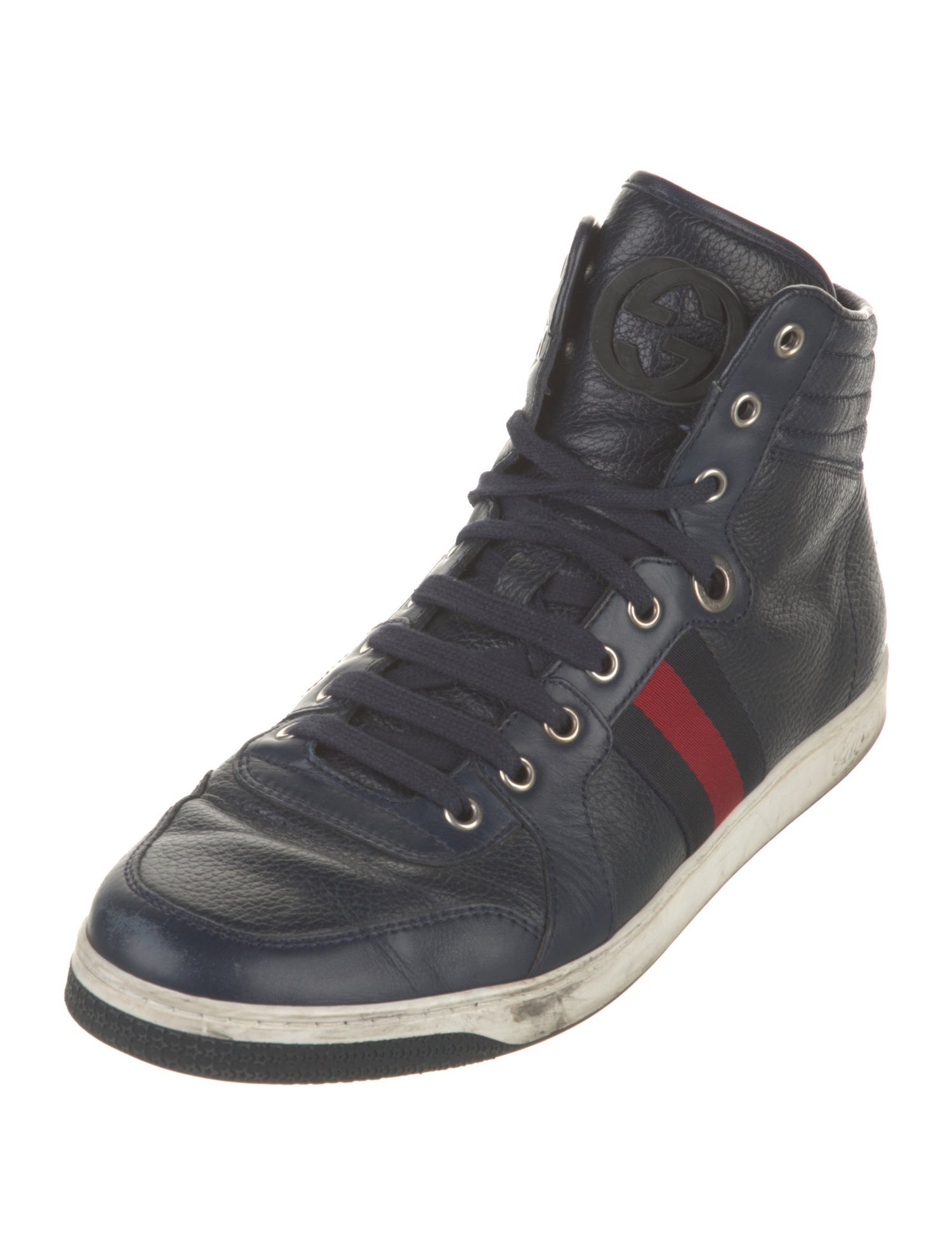 Gucci Web Accent Leather Sneakers