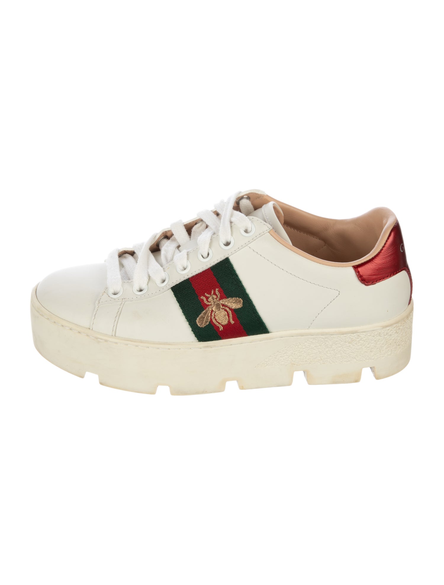 Gucci Web Accent Leather Sneakers