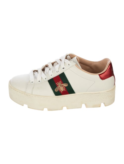 Gucci Web Accent Leather Sneakers