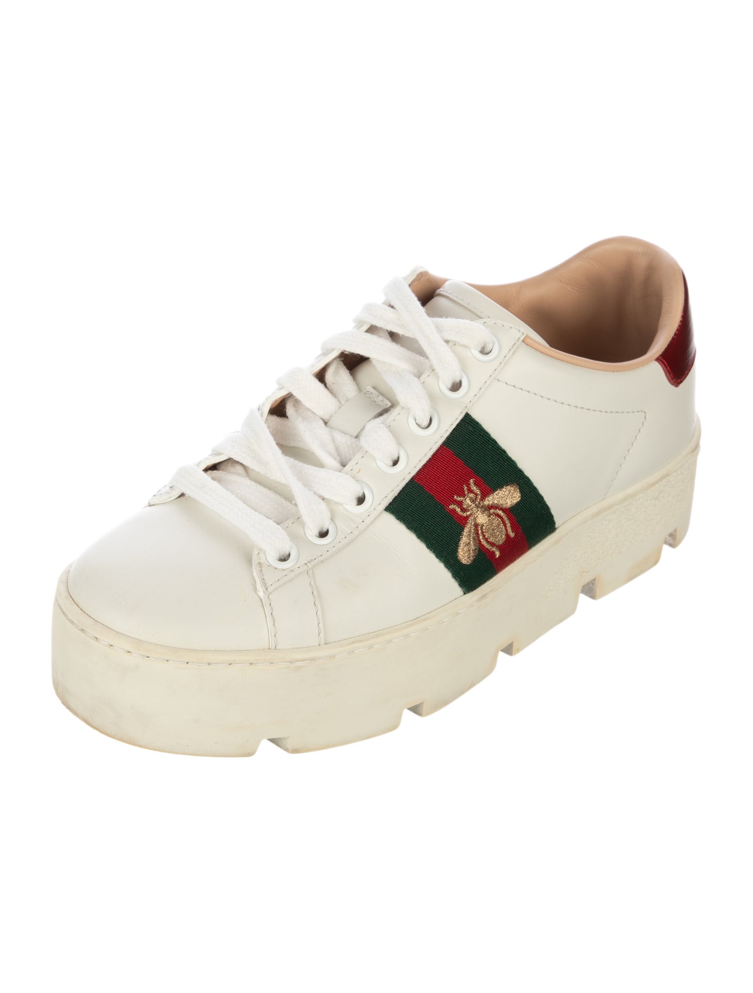 Gucci Web Accent Leather Sneakers