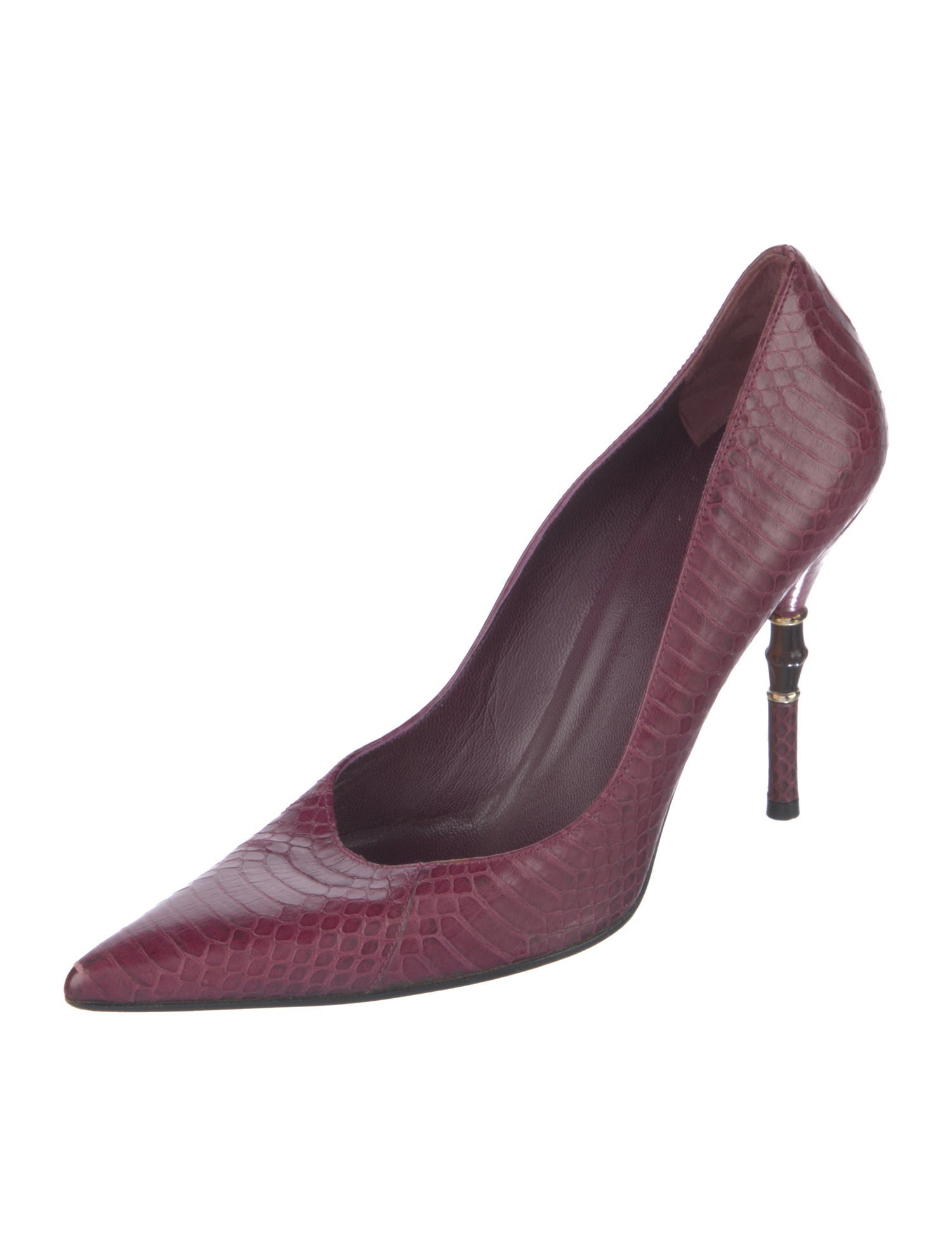 Gucci Bamboo Accent Leather Pumps