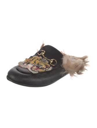 Gucci Horseferry Check Pattern Leather Mules