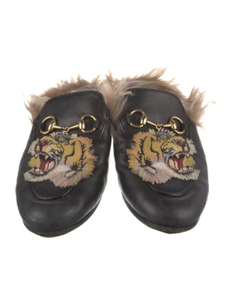 Gucci Horseferry Check Pattern Leather Mules