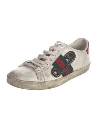 Gucci Web Accent Leather Sneakers