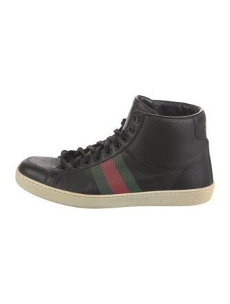 Gucci Web Accent Leather Sneakers